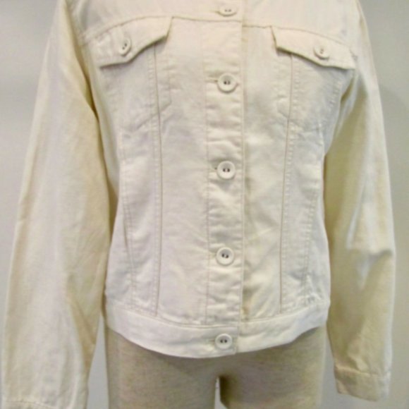 TWO 8P J Jill TENCIL LINEN COTTON RAYON jean JACKETs beige+SALMON perfect cond - Picture 2 of 11